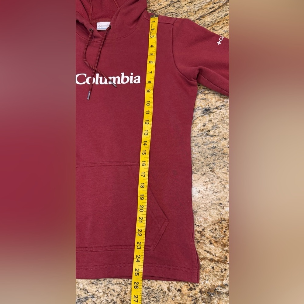 Columbia Burgundy Sweatshirt Hoodie Long Sleeve Front Pocket Women’s Size S - Picture 8 of 8